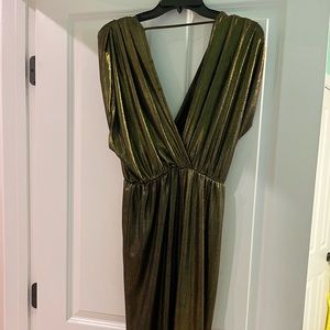Beautiful gold v- neck dress, medium, NWT